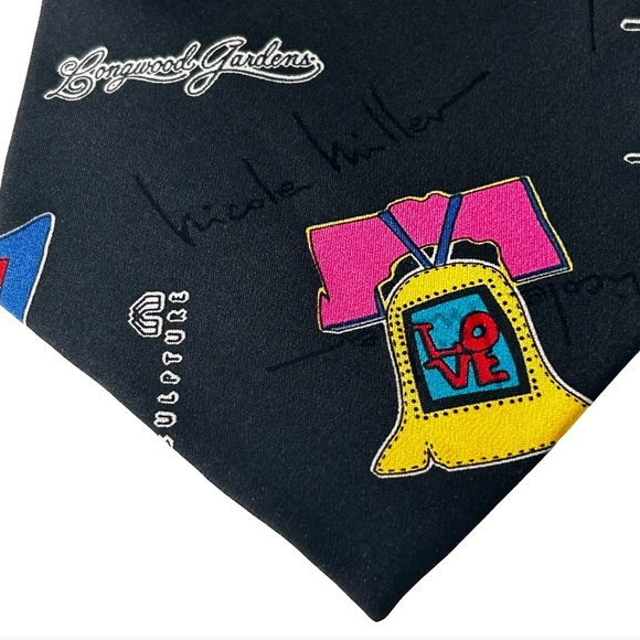 Nicole Miller Necktie Tie 100% Silk Hand Sewn Novelty Graphics City Philadelphia - Picture 9 of 12